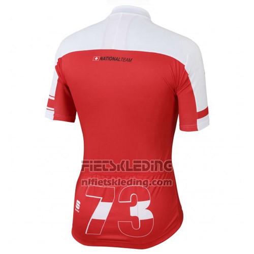 2016 Fietskleding Zwitserland Wit en Rood Korte Mouwen en Koersbroek